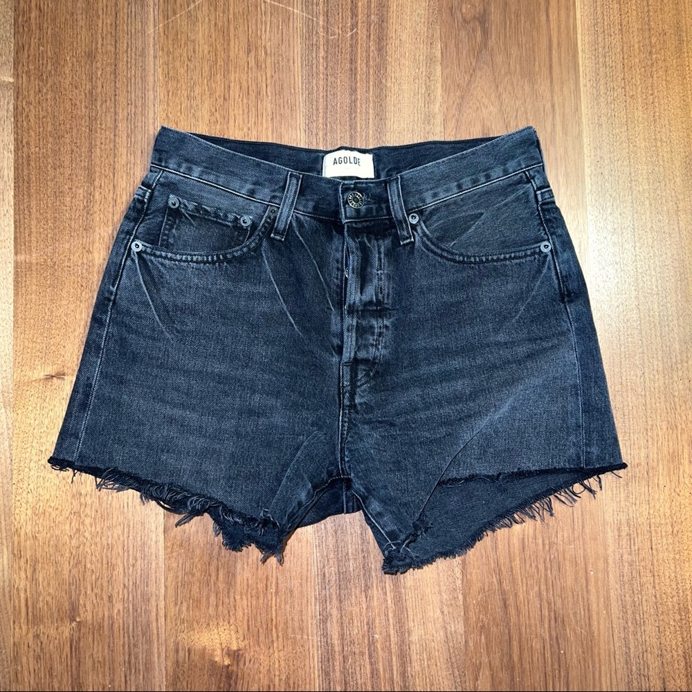 Agolde Cut Off Black Jean Shorts